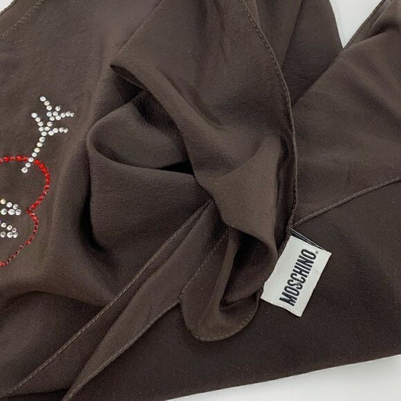 Vintage MOSCHINO Strass Logo Silk Scarf - Picture 8 of 10